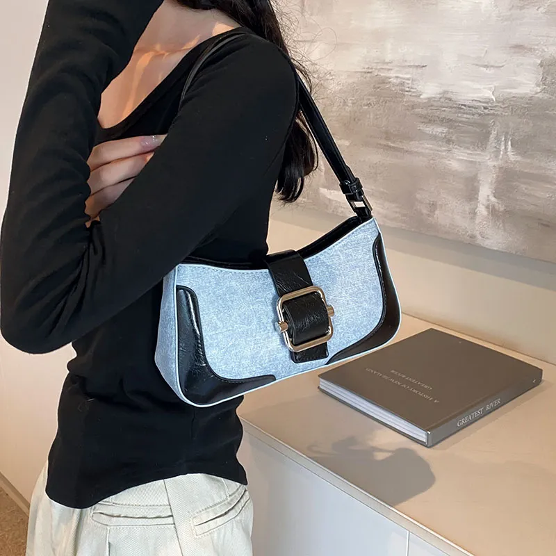 Bansusu PU Shoulder Bag Women's Denim Silver/Denim Brown/Denim Black-14