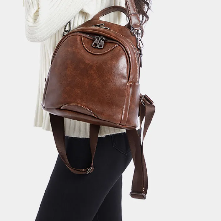 BRINCH Pu Handbag Backpack Regular Women's Dark Coffee/Black-1