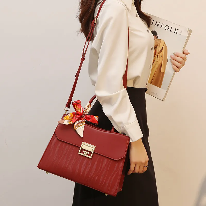 BRINCH Leather Shoulder Bag, Crossbody Bag, Handbag Women's Red/Blue-4