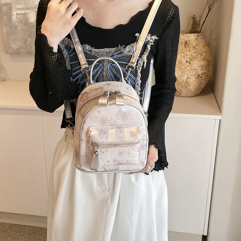 Bansusu PU Handbag Backpack Women's Pink/Silver-2