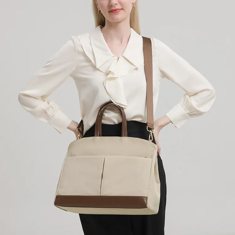 BRINCH Oxford Laptop Bag Regular Women's Apricot/Elegant Black-3