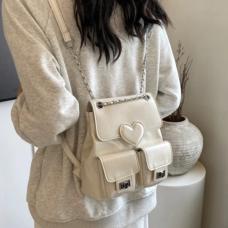Bansusu PU Backpack Regular Women's Pearl Silver/Pearl White/Black-8