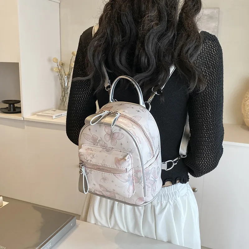 Bansusu PU Handbag Backpack Women's Pink/Silver-3