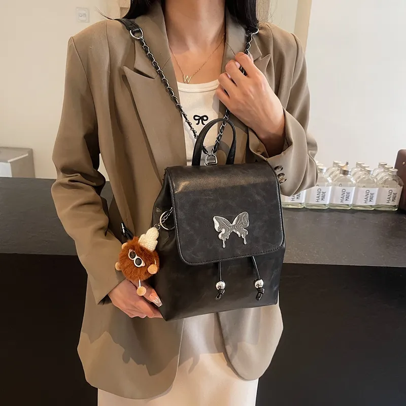 Yi Brigade PU Backpack Regular Women's Black/White/Coffee/Brown-8