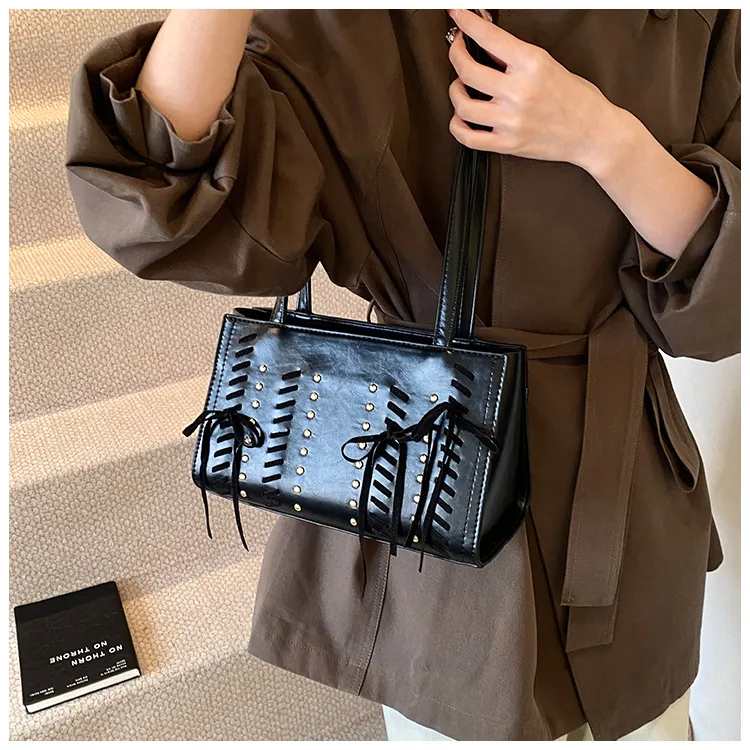 BRINCH PU Shoulder Bag Regular Women's Black/Coffee/Brown-2