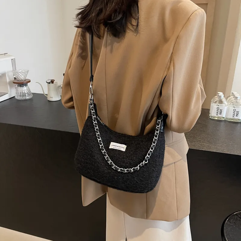 Bansusu Plush Portable Crossbody Bag, Shoulder Bag Regular Small Size Women's Black/Gray Leopard Print-20