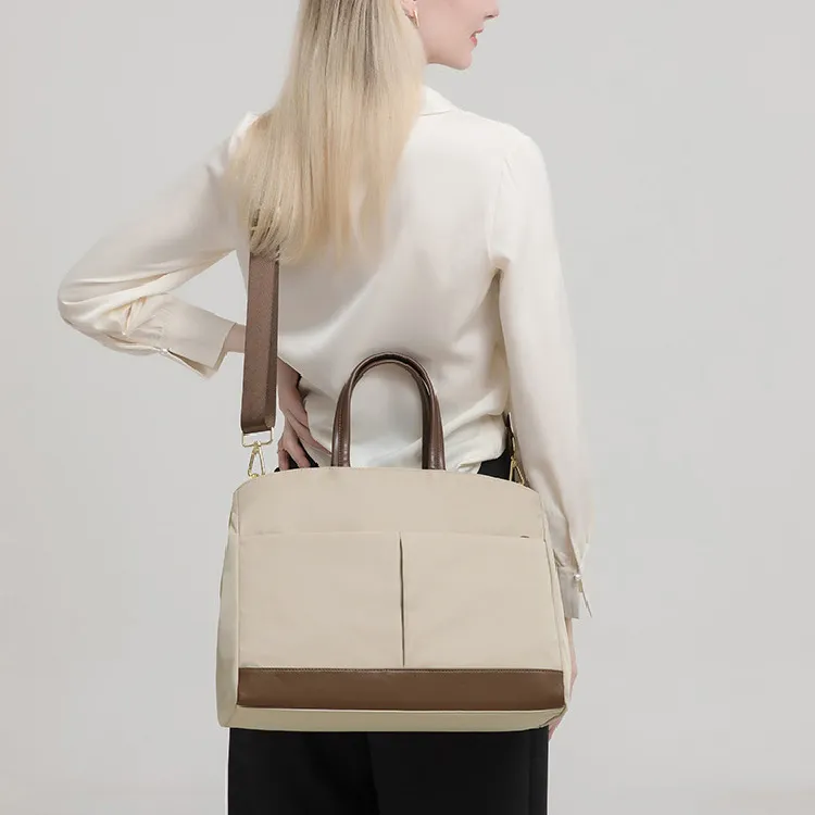 BRINCH Oxford Laptop Bag Regular Women's Apricot/Elegant Black-2