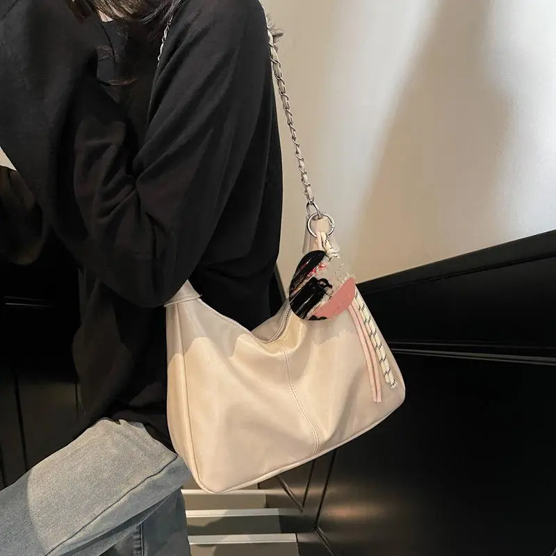 BRINCH PU Shoulder Bag Regular Women's Black/Ecru/Pink/Green-3