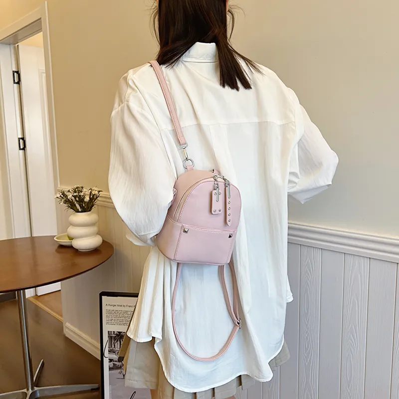 Bansusu PU Backpack Regular Women's Ecru/Pink/Black-10