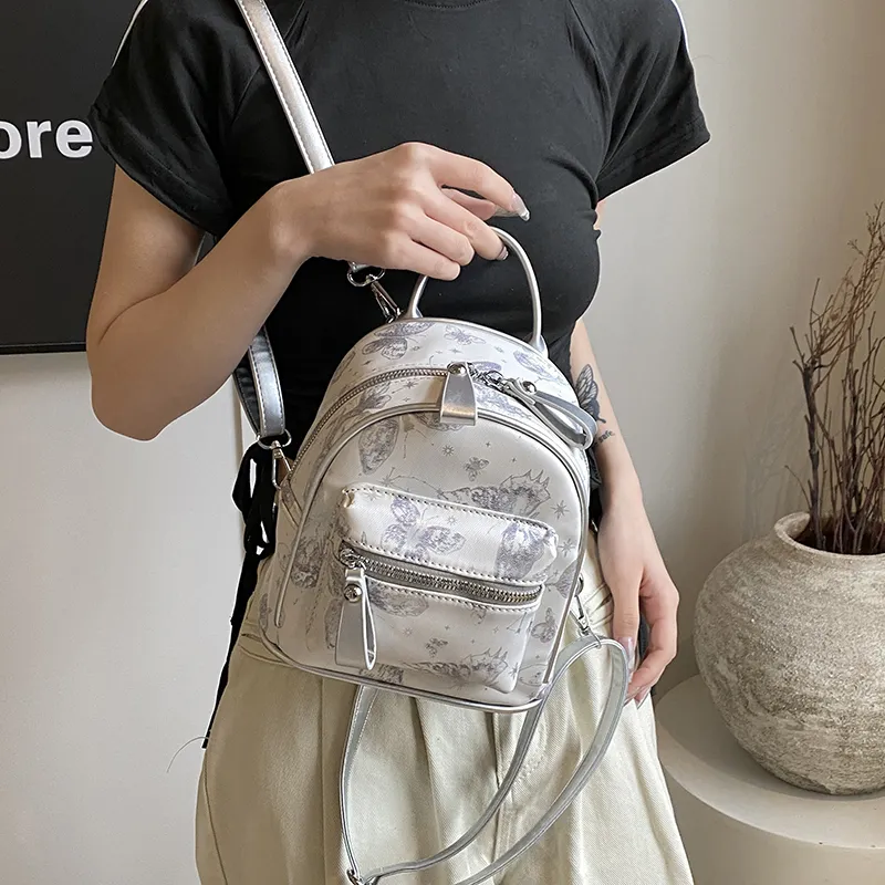 Bansusu PU Handbag Backpack Women's Pink/Silver-5