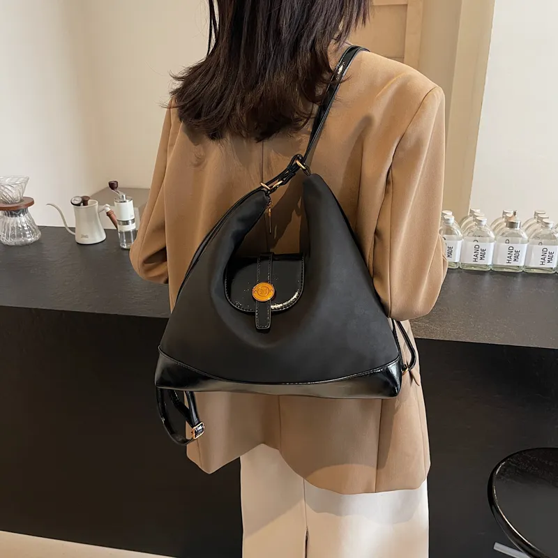 BRINCH PU Backpack On The Shoulder Women's Black/Khaki/Coffee-1