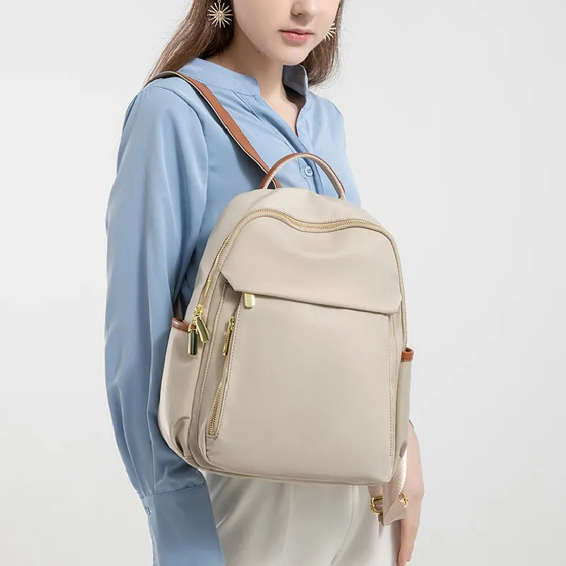 BRINCH Oxford Backpack Regular Women's Apricot & Brown/Apricot Gray/Dark Gray/Versatile Black-1