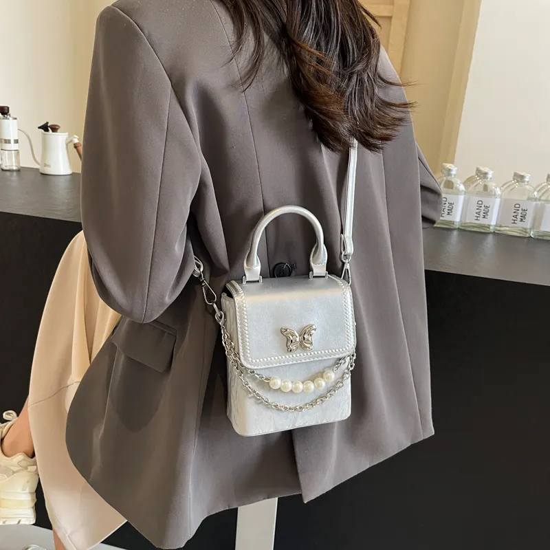 Bansusu Pu Small Square Bag, Shoulder Bag, Crossbody Bag, Handbag Regular Women's Ecru/Silver/Blue/Black/Pink-2