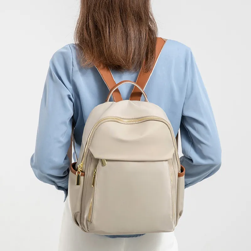 BRINCH Oxford Backpack Regular Women's Apricot & Brown/Apricot Gray/Dark Gray/Versatile Black-3