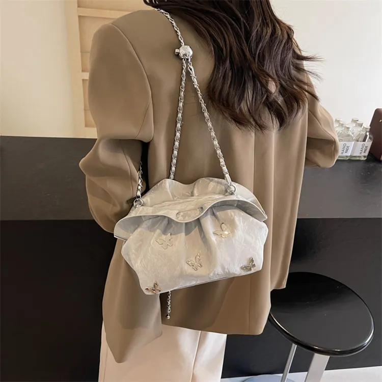 BRINCH PU One Shoulder Crossbody Shoulder Bag Women's Black/Ecru/Silver/Blue-4