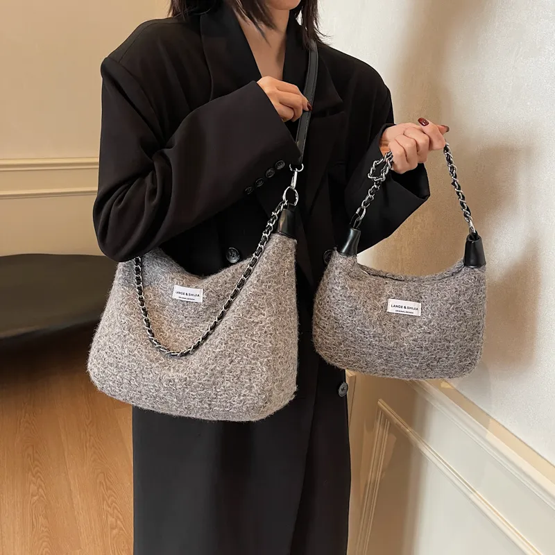 Bansusu Plush Portable Crossbody Bag, Shoulder Bag Regular Small Size Women's Black/Gray Leopard Print-26