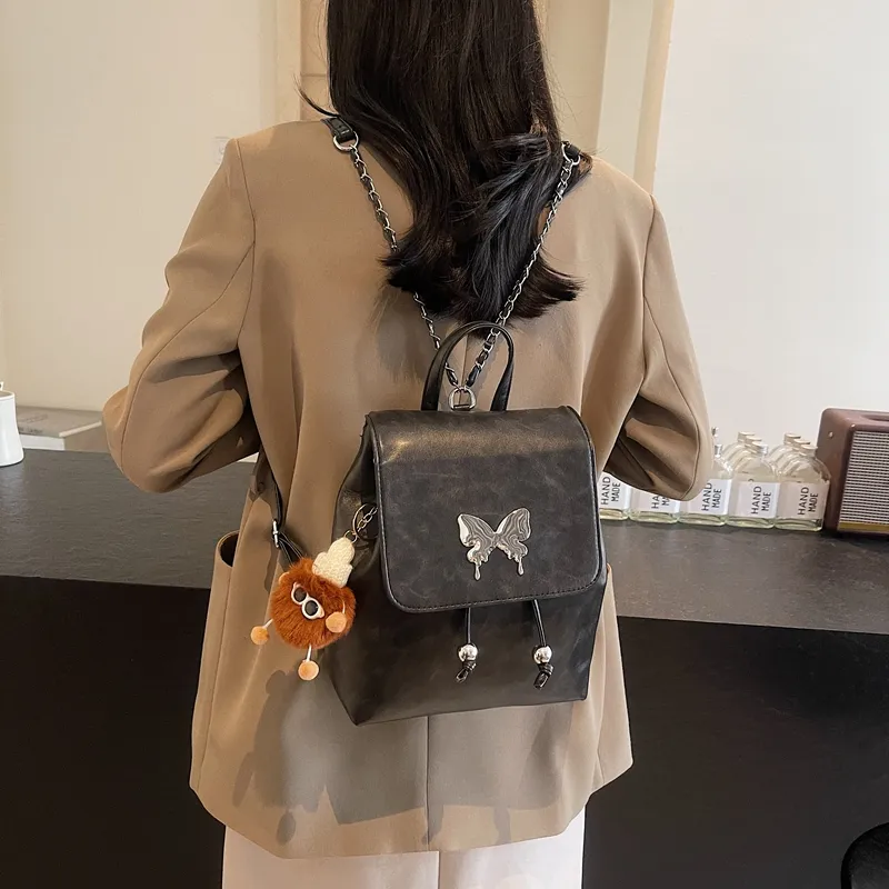 Yi Brigade PU Backpack Regular Women's Black/White/Coffee/Brown-7