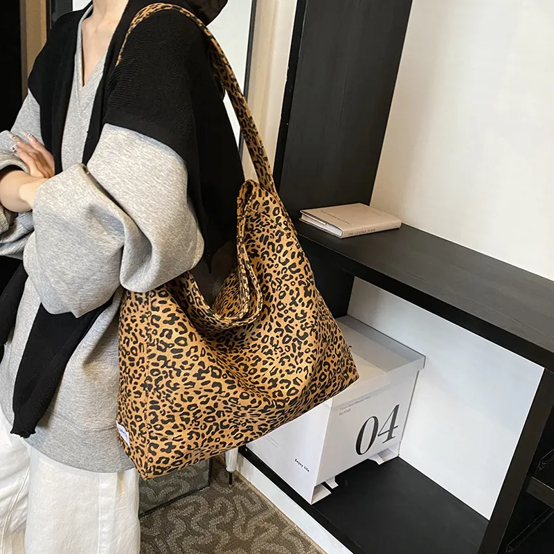 BRINCH PU Shoulder Bag Regular Women's Leopard Print Coffee/Brown-4