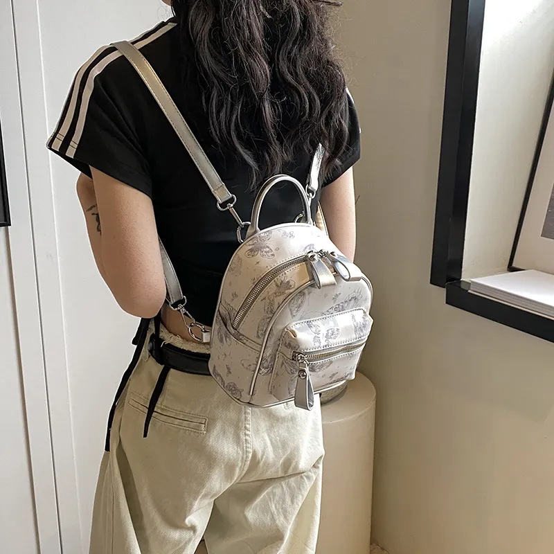 Bansusu PU Handbag Backpack Women's Pink/Silver-6