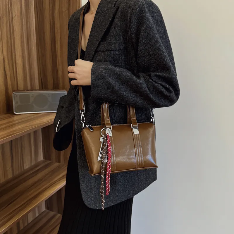 Yi Brigade PU Shoulder Bag Regular Women's Black/Burgundy/Brown/Coffee-19