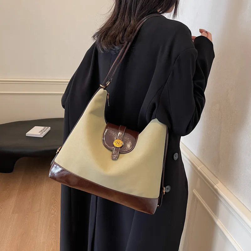 BRINCH PU Backpack On The Shoulder Women's Black/Khaki/Coffee-6