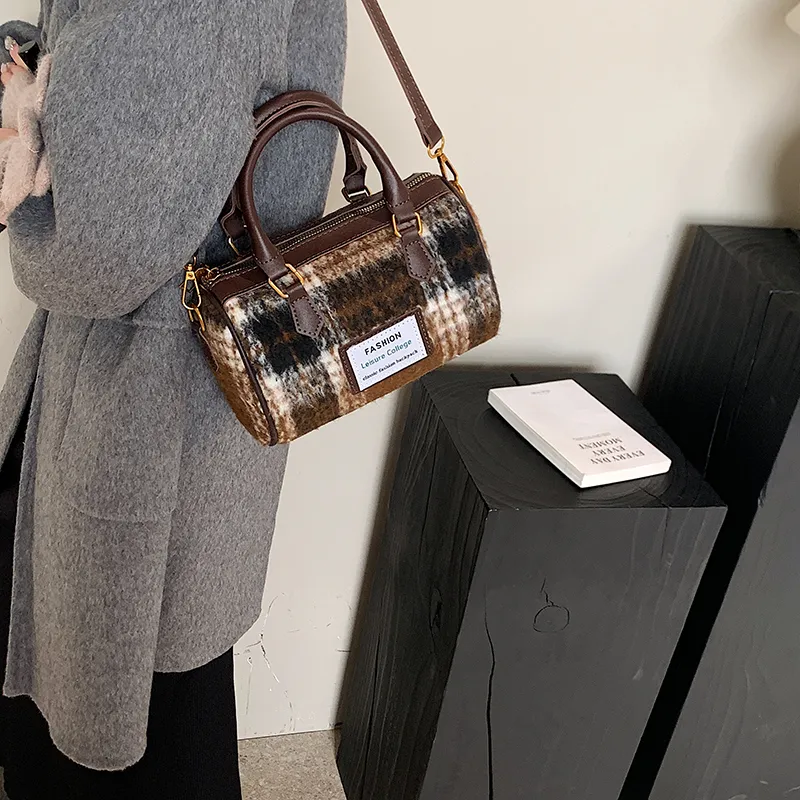 Bansusu Pu Handbag Shoulder Bag Crossbody Bag Women's Brown Plaid Black Plaid Coffee Plaid Blue Plaid-5