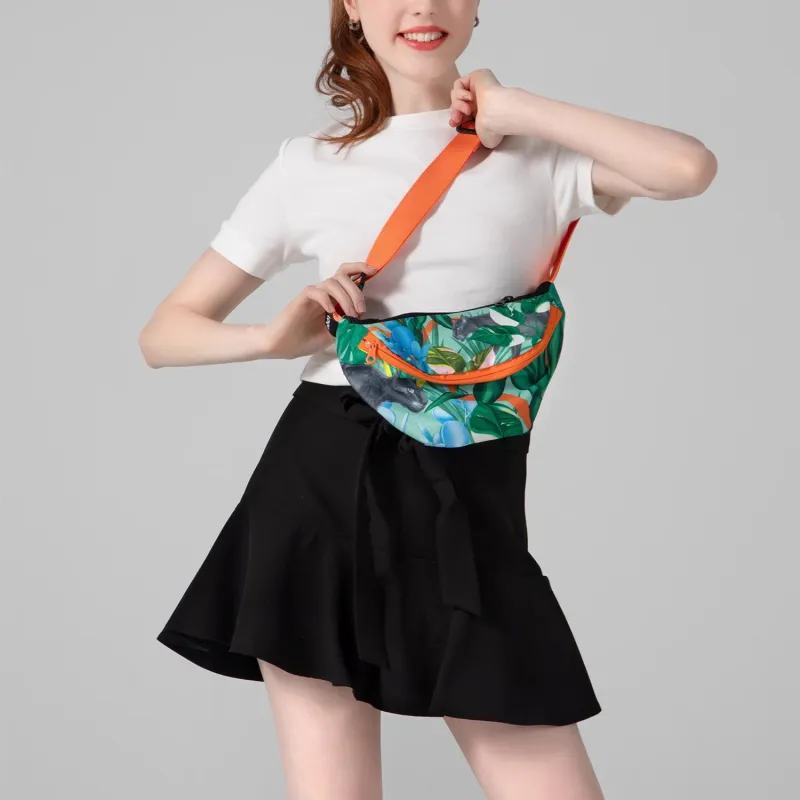 Loqi Pomme Chan Collaboration Recyclable Polyester Fanny Pack Unisex Thai Floral/Wild Forest-4