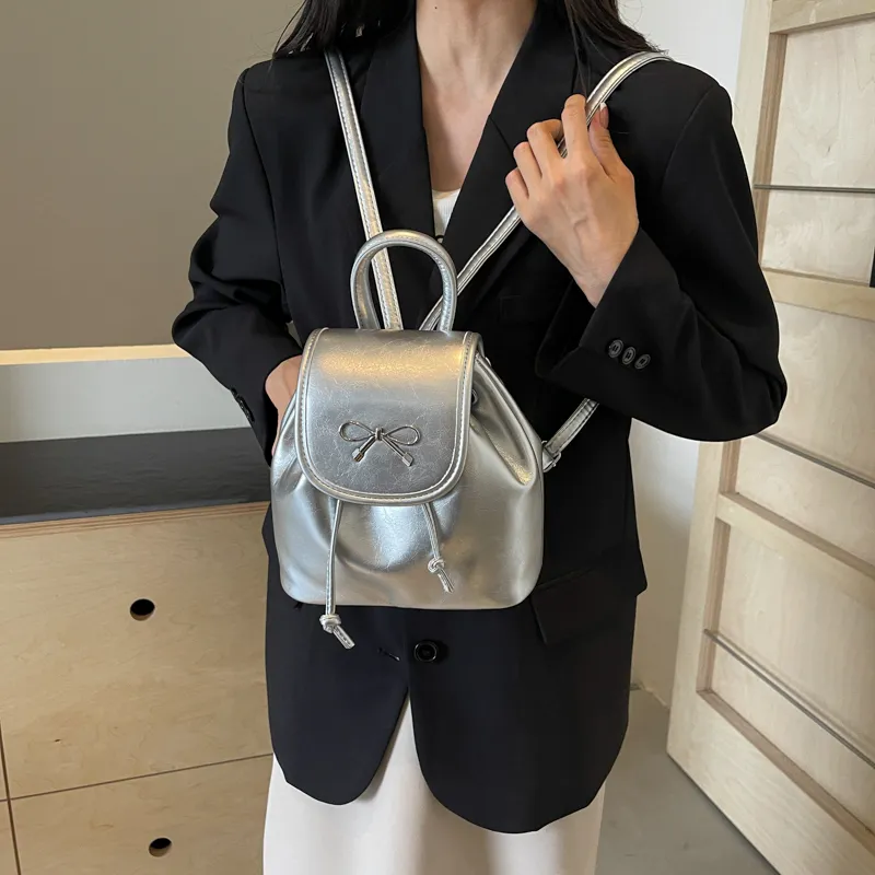 BRINCH PU Backpack Women's Black/Ecru/Coffee/Silver/Burgundy-10