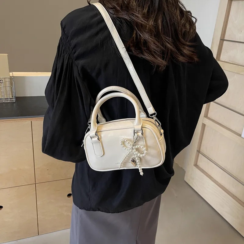Bansusu Pu Shoulder Bag Crossbody Bag Regular Women's Ecru/Silver/Burgundy/Black-3