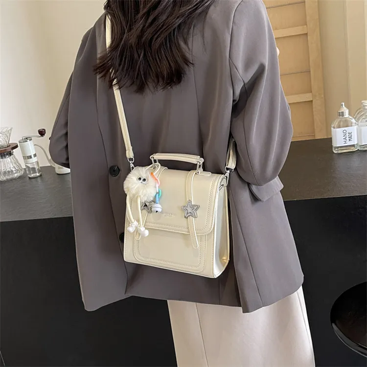 BRINCH PU Backpack Regular Women's Black/Beige/Silver/Pink-6