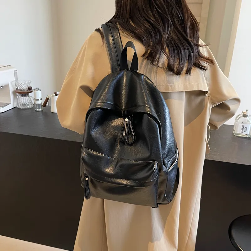 Yi Brigade PU Backpack Regular Women's Black/Coffee-2