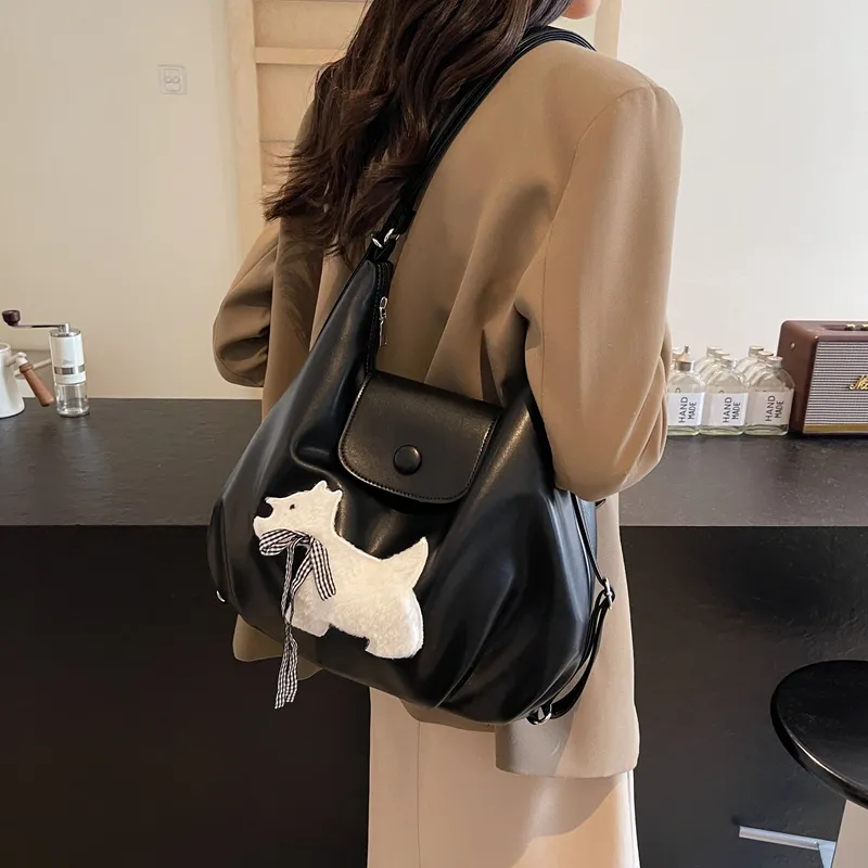 Bansusu PU Backpack Shoulder Bag Women's Black Xigang/Brown Xigang/Ecru Donut-3