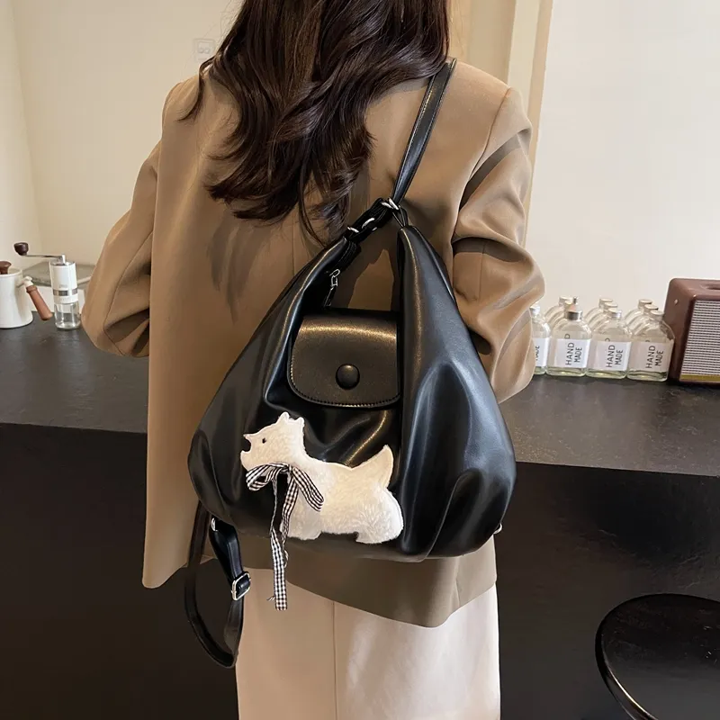 Bansusu PU Backpack Shoulder Bag Women's Black Xigang/Brown Xigang/Ecru Donut-1