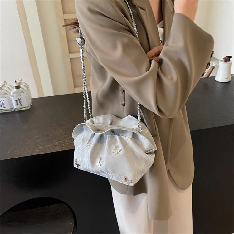 BRINCH PU One Shoulder Crossbody Shoulder Bag Women's Black/Ecru/Silver/Blue-7