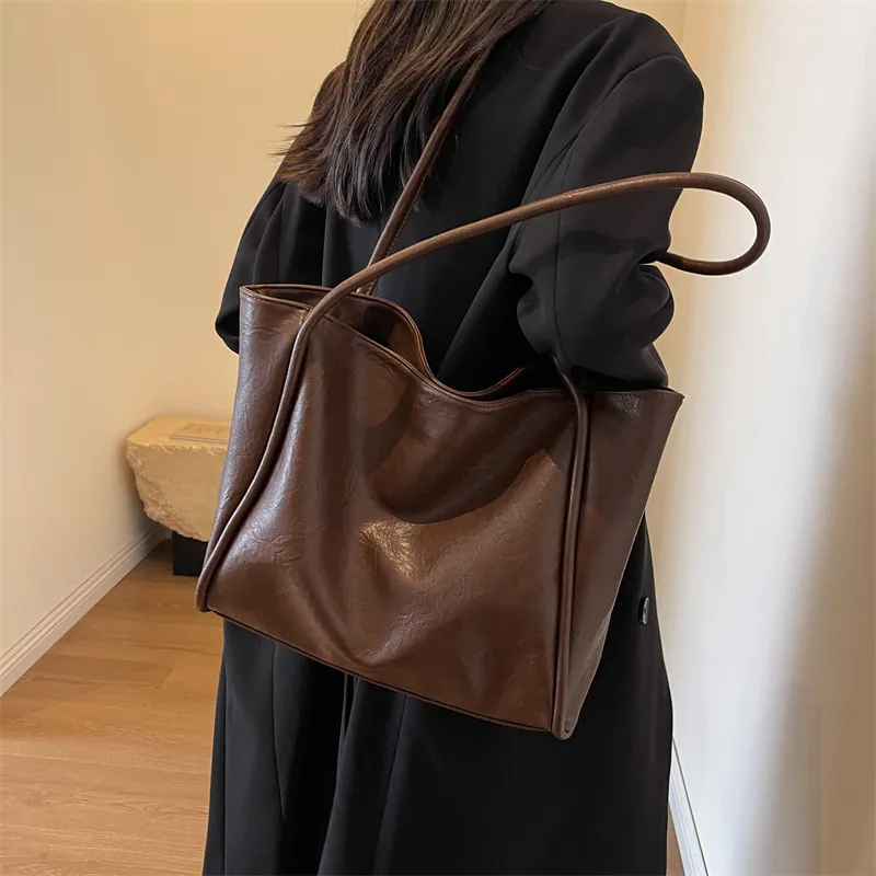 BRINCH PU Tote Bag Shopping Bag Shoulder Bags Regular Women's Black/Coffee/Brown/Khaki-7