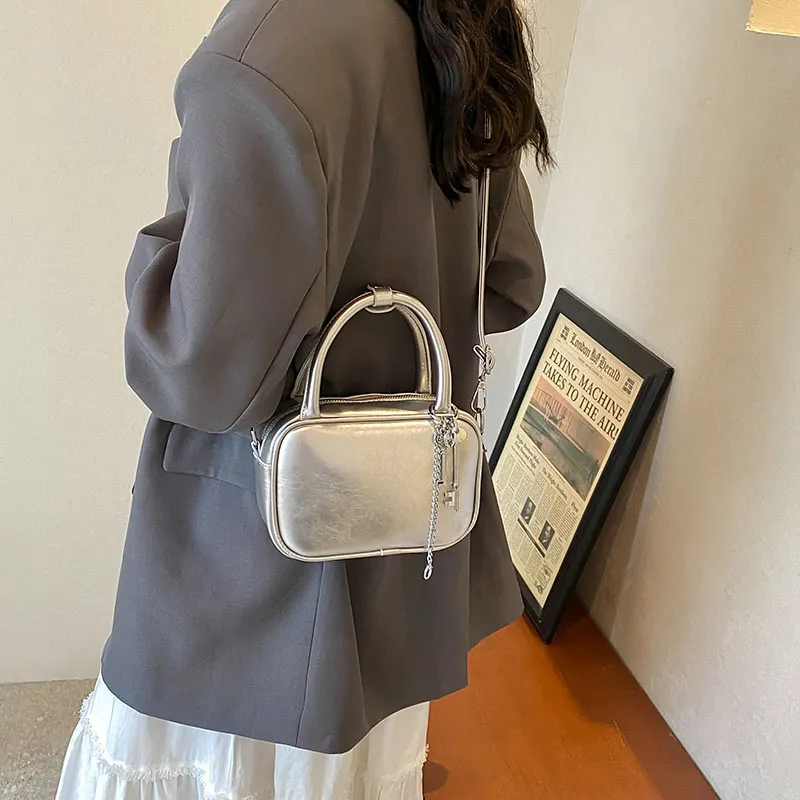 Bansusu PU Handbag, Shoulder Bag, Crossbody Bag Regular Women's Pearl White/Silver/Black/Red-7