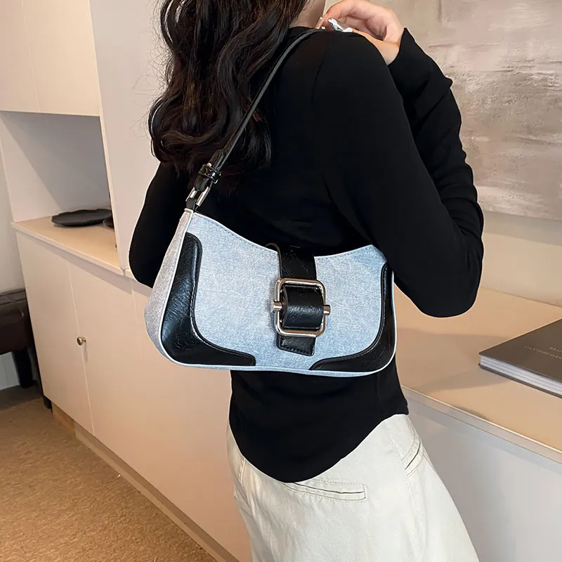 Bansusu PU Shoulder Bag Women's Denim Silver/Denim Brown/Denim Black-12
