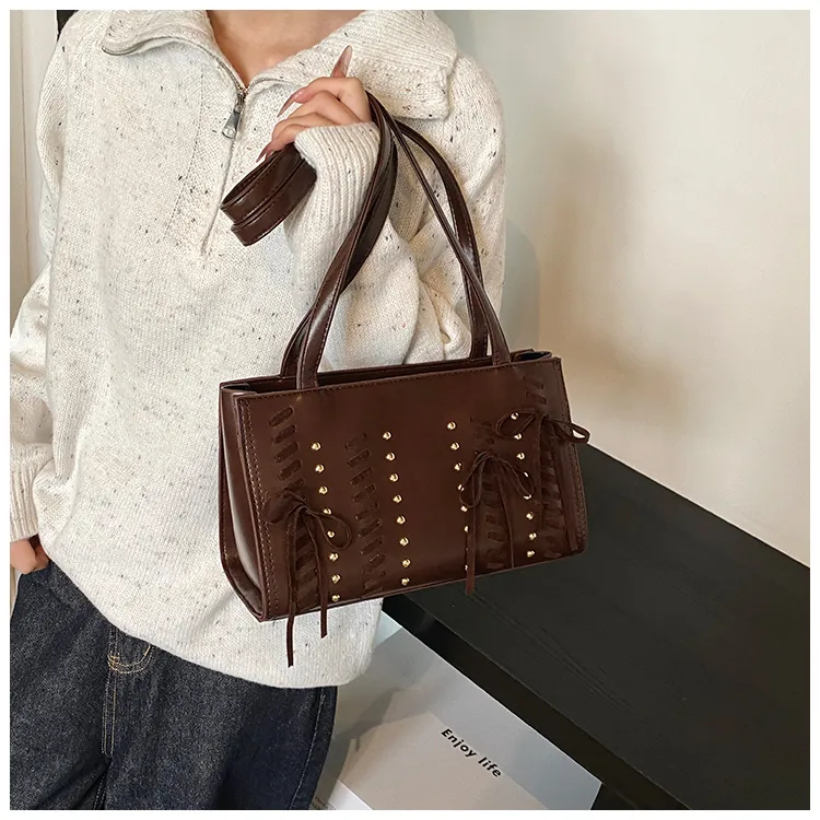 BRINCH PU Shoulder Bag Regular Women's Black/Coffee/Brown-4