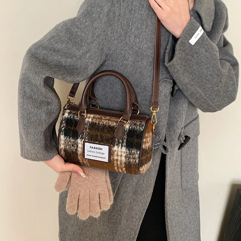 Bansusu Pu Handbag Shoulder Bag Crossbody Bag Women's Brown Plaid Black Plaid Coffee Plaid Blue Plaid-6