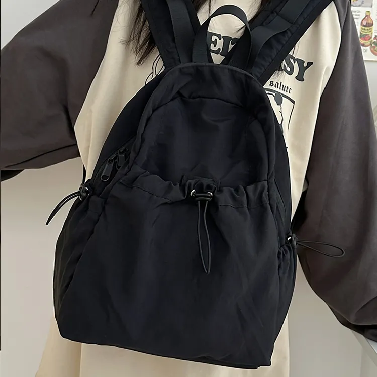 BRINCH Nylon Backpack Regular Unisex Khaki Ecru Green Black-8