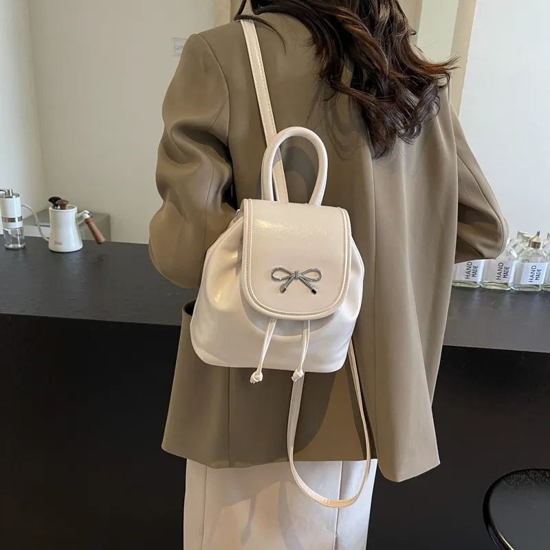 BRINCH PU Backpack Women's Black/Ecru/Coffee/Silver/Burgundy-5