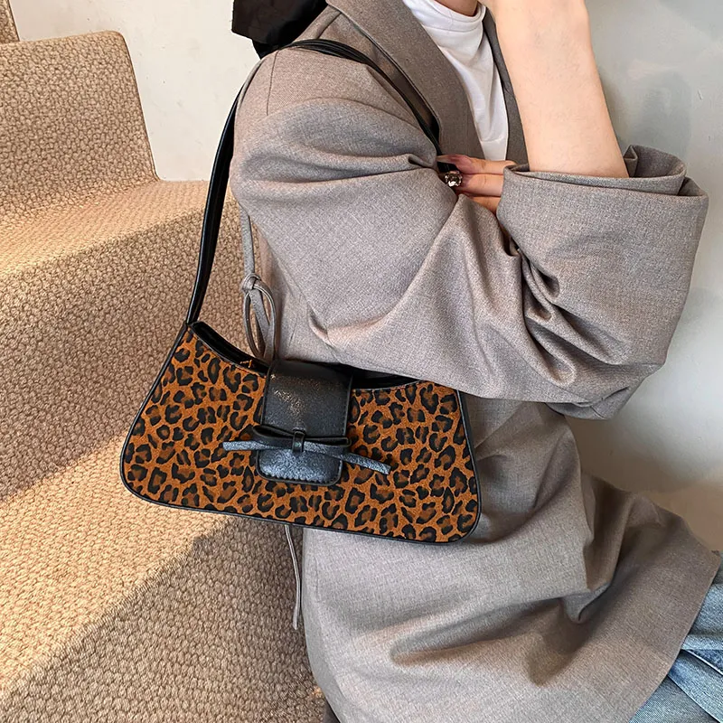 Bansusu PU & Matte Shoulder Bag Women's Black Leopard Print/Brown Leopard Print-4
