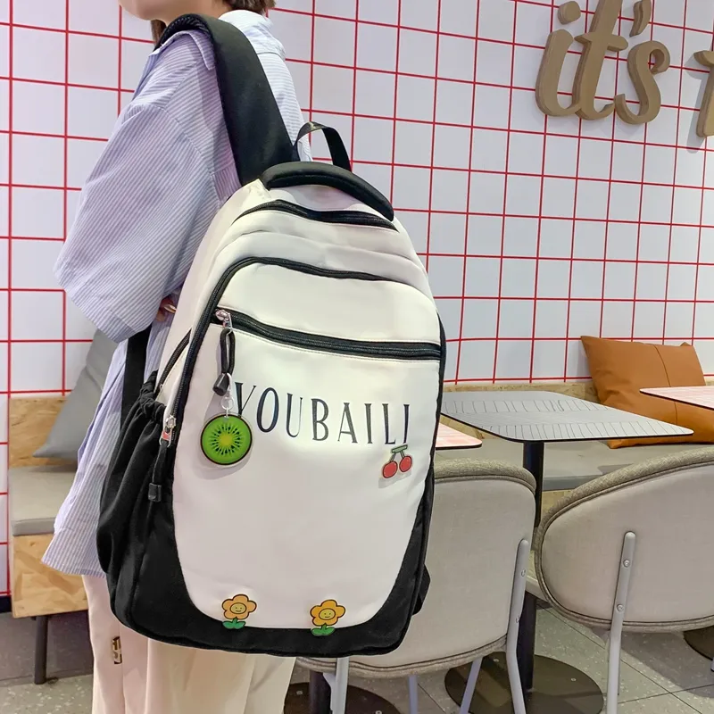 BRINCH Nylon Backpack Black/Red/Pink/Khaki/Green-4