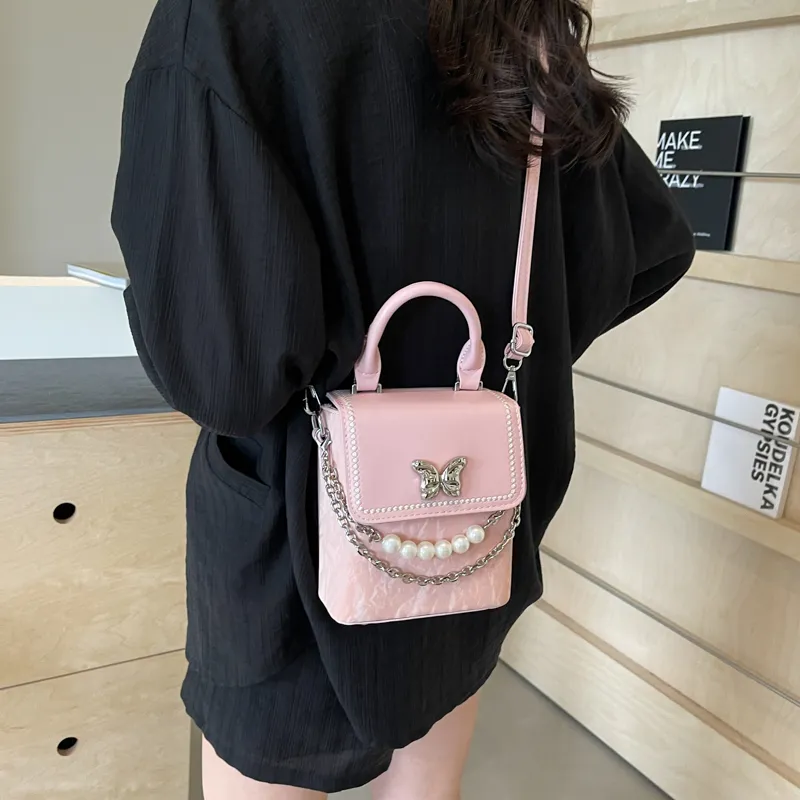 Bansusu Pu Small Square Bag, Shoulder Bag, Crossbody Bag, Handbag Regular Women's Ecru/Silver/Blue/Black/Pink-19