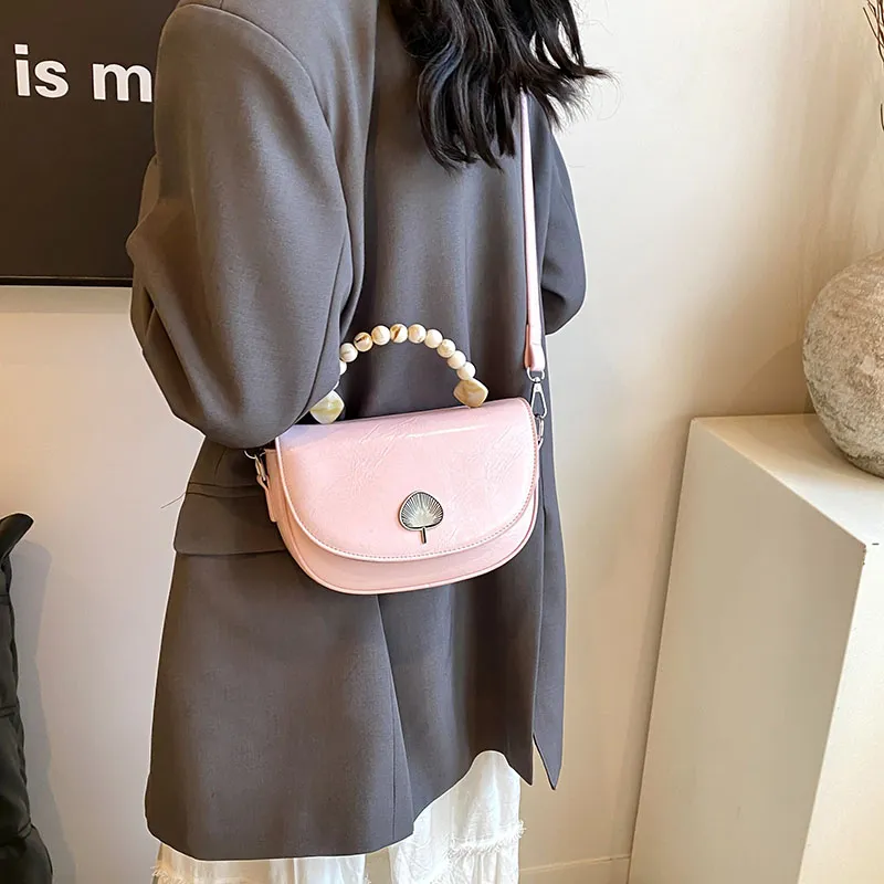 Bansusu PU Shoulder Bag Women's Black/White/Pink/Brown/Silver-5