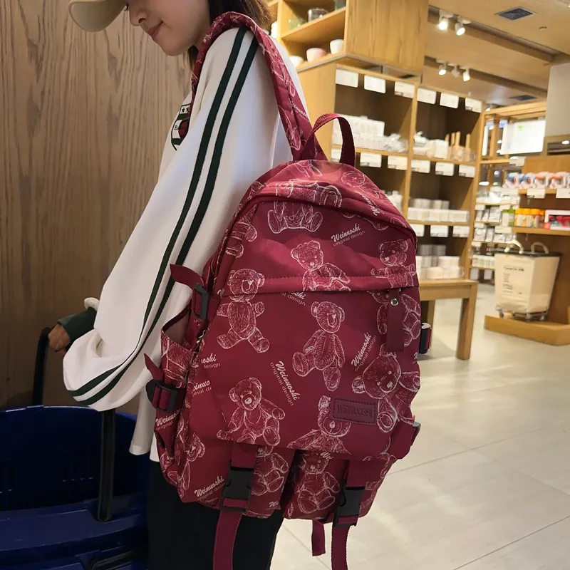 SWIMADE Nylon Backpack Unisex Yellow/Red/Black/White-5