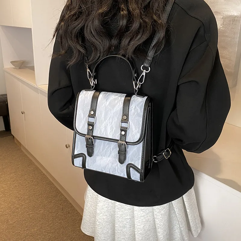 SWIMADE PU Backpack Women's Black/Ecru/Coffee/Brown-50