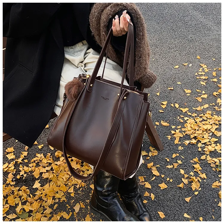 SWIMADE PU Shoulder Bag Women's Black/Coffee/Mocha-8
