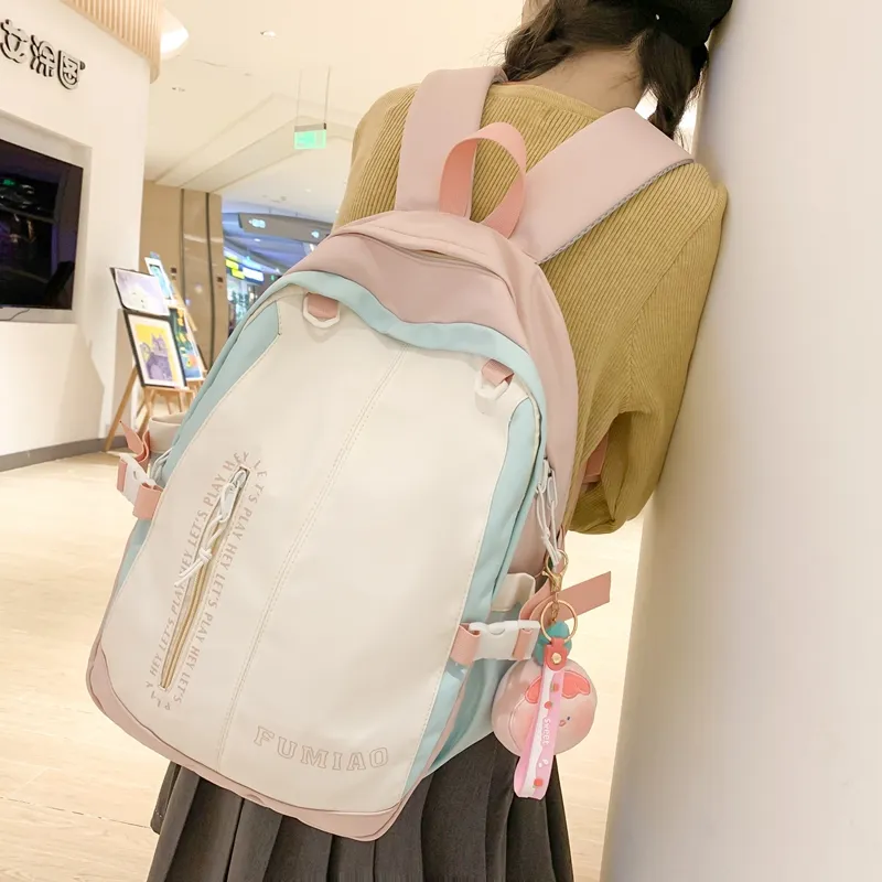 SWIMADE Nylon Backpack Regular Women's Pink/Violet/Black/Green-3