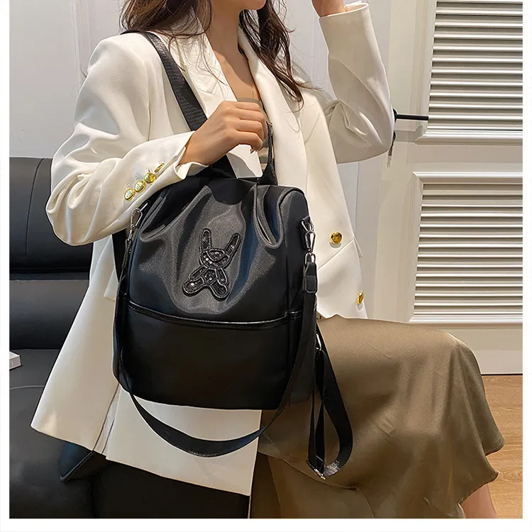 Duoluplo Doron Paul Nylon Backpack Women's Black/Khaki-2